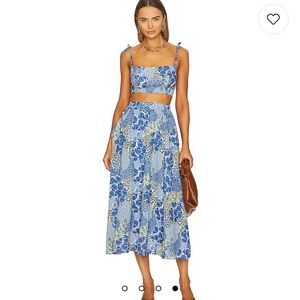 Peixoto Two Piece Skirt Set Blue Floral